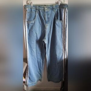 Zumiez Light Blue Relaxed Jeans with White Side Stripes